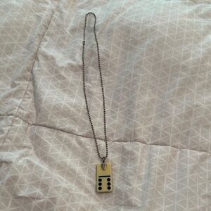 Silver bead chain  with Dominio pendant